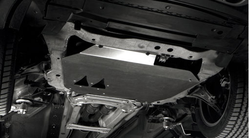 Protective plate beneath engine